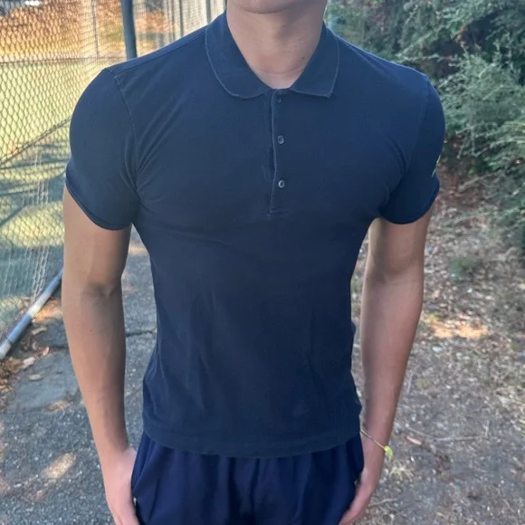 GUCCI SHOOTING LUCKY STAR NEON VOLT GREEN NAVY BLUE UNIFORM POLO SHIRT TENNIS S - Picture 10 of 16